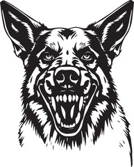 Black and White German Shepherd Vector Illustration