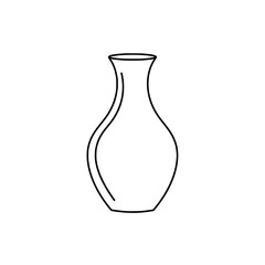 Simple Vase Outline: A minimalist line drawing depicts a graceful vase with a classic shape, exuding a sense of elegance and simplicity, ideal for design applications.