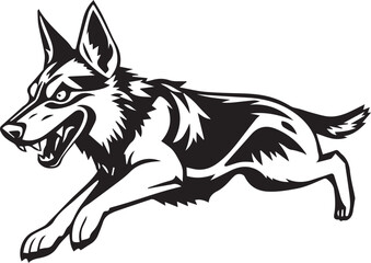 Obraz premium Black and White German Shepherd Vector Illustration