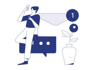 Flat vector illustration of business people operating work scene
