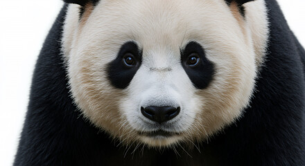 Naklejka premium Close up Portrait of a Majestic Giant Panda Bear Stunning Black and White Fur Wildlife Photography