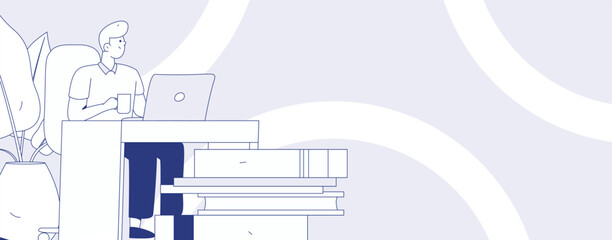 Flat vector illustration of business people operating work scene
