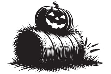 Halloween pumpkin on hay illustration vector for spooky designs © Creative Image  