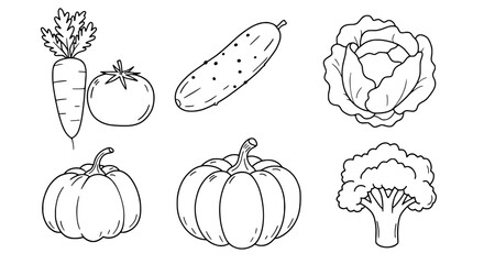 Vegetable Line Art Collection 