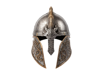 metal antique viking helmet isolated on white or transparent png