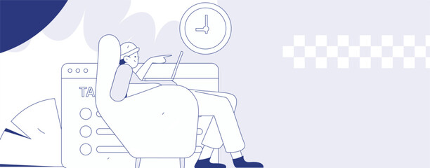 Flat vector illustration of business people operating work scene
