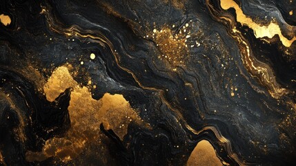 Fototapeta premium Elegant Black and Gold Abstract Texture Background with Intricate Veins
