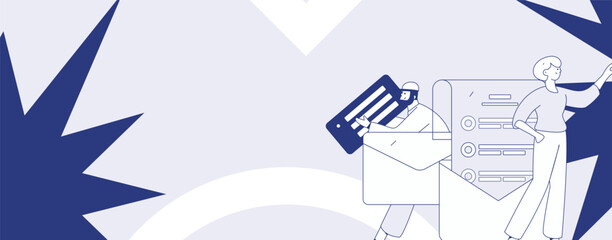 Flat vector illustration of business people operating work scene
