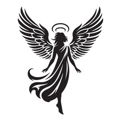 Angel Silhouette Vector Illustration Graphic for Religious Projects