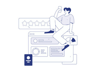 Flat vector illustration of business people operating work scene
