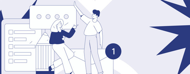 Flat vector illustration of business people operating work scene
