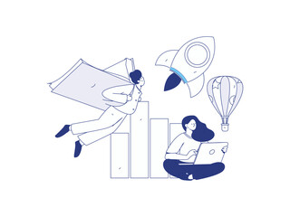 Flat vector illustration of business people operating work scene
