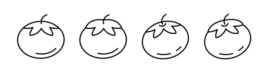 Tomato icon set. Tomatoes fruit vegetables line art symbol. Editable line width