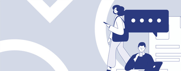 Flat vector illustration of business people operating work scene
