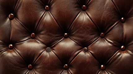 Fototapeta premium Elegant Chocolate Brown Leather Upholstery Texture with Button Details