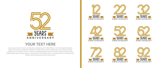 logo anniversary set. brown color with brown ribbon on white background for special event