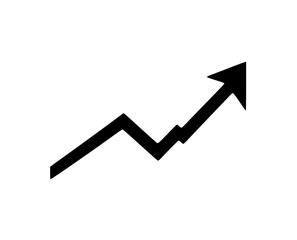 Stock Market Uptrend Icon – Black and White SVG Vector with Rising Arrow Symbol