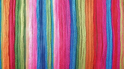 Colorful Striped Scarf Texture with Green, Pink, Blue, and Red Hues