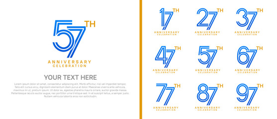 logo anniversary set.  blue color on white background for special event