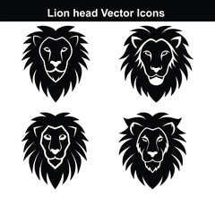 Lion head vector illustration set bundle face.