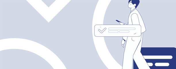 Flat vector illustration of business people operating work scene

