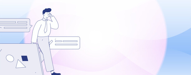 Flat vector illustration of business people operating work scene
