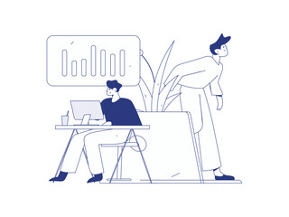 Flat vector illustration of business people operating work scene
