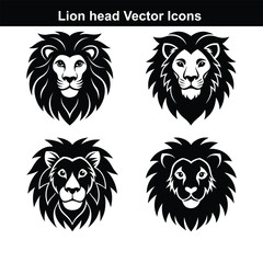Lion head vector illustration set bundle face.