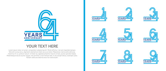 logo anniversary set. blue color on white background for special event