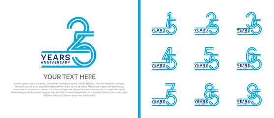 logo anniversary set. blue color on white background for special event