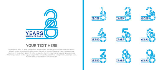 logo anniversary set. blue color on white background for special event