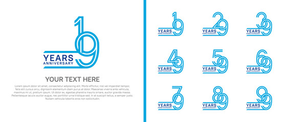 logo anniversary set. blue color on white background for special event