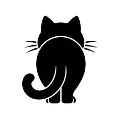 Cat's Rear Silhouette: A minimalist design features a sleek black silhouette of a cat's rear, highlighting its curved tail and expressive whiskers, set against a simple, uncluttered backdrop.