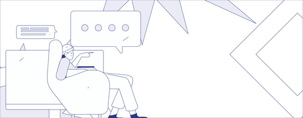 Flat vector illustration of business people operating work scene
