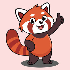 Cute Red Panda With Ok Sign Hand Cartoon Vector Illustration