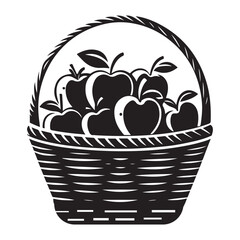 Harvest Bounty Vector Basket Full of Fresh Apples Illustration