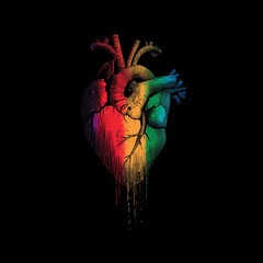 Rainbow Heart Illustration Representing Pride Month  
