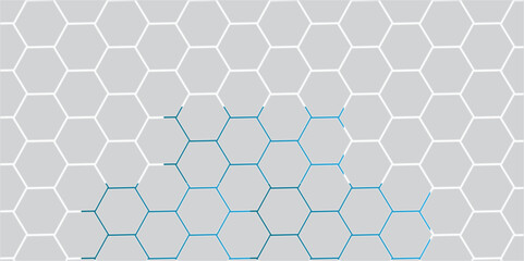 Blue hexagon pattern with a seamless honeycomb design and geometric texture