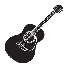 Fototapeta premium Vintage Guitar silhouette, retro rhythms – Guitar illustration – Minimalist Guitar vector – Musical instrument silhouette