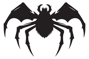Creepy Spider with Wings Silhouette Illustration Vector for Halloween