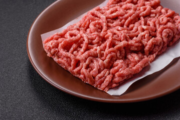 Stuffing or ground raw beef or pork with salt and spices