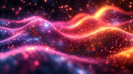 Fototapeta premium Abstract swirling forms of vibrant colors and particles.