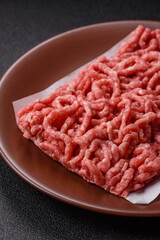 Stuffing or ground raw beef or pork with salt and spices