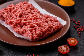 Stuffing or ground raw beef or pork with salt and spices