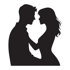 Romantic Couple Silhouette Vector Graphic for Love and Relationships