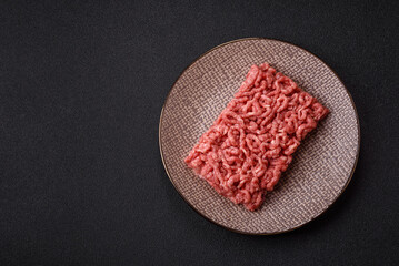 Stuffing or ground raw beef or pork with salt and spices