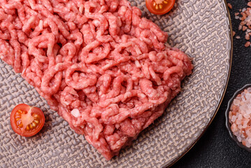 Stuffing or ground raw beef or pork with salt and spices