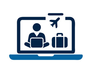 Obraz premium Digital nomad lifestyle with laptop and travel elements 