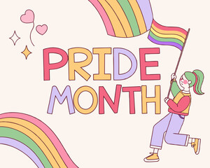 Obraz premium Celebrating Pride Month with Joyful Flag-Waving 