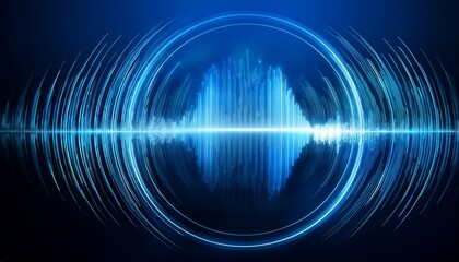 Sound wave circle visualization on blue background